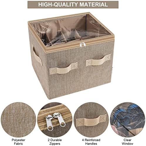 Moteph Shoe Organizer for Closet - Shoe Storage Organizer for Closet Organization with Clear Cover & Adjustable Dividers, Shoe Rack & Basket - (Light Brown, Small - 12 Pairs) - Image 2
