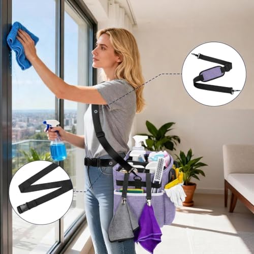 Ytonet Cleaning Caddy, Wearable Cleaning Supplies Organizer with 4 Dividers - Image 6