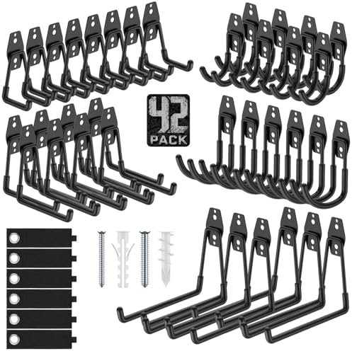 Garage Hooks, Anti-Slip Heavy Duty Wall Mount Hooks, 42-Pack by Cpais