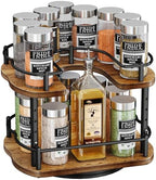 SNTD Lazy Susan Spice Rack Organizer for Cabinet, Wood, Vintage, 9 in by SNTD