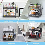 LEMIKKLE 2-Tier Bathroom Countertop Organizer,Skincare, Makeup Countertop Organizers, Kitchen, Bathroom Counter Storage with Small Basket (Black) - Image 6