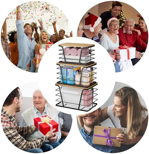 TIDIIABODE 3 Pack Stackable Pantry Organizer, Trash Bag Dispenser Under Sink, Kitchen Organization and Storage, Kitchen Counter Organizer, Black - Image 6