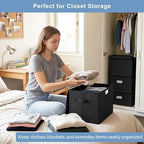 Bagnizer Large 22 Quart Linen Fabric Foldable Storage Bin Cube Organizer Basket with Flip-Top Lid & Handles, Clothes Blanket Box for Home, Office, Closet, Black, 4 Pack 14.6 x 9.5 x 9.5” - Image 3
