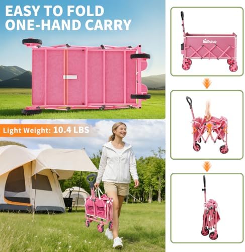 Collapsible Wagon Cart with All-Terrain Wheels, 380LBS Capacity - Image 3
