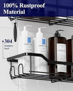 Kitsure Shower Caddy, Adhesive Shower Organizer, Large, Black - Image 6