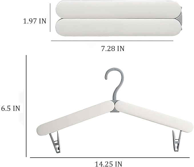 4 Pack Foldable Travel Hangers with Hidden Clips(White) - Image 2