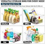 12 PACK Multi-Use Clear Plastic Storage Bins for Organizing w/Labels - Home, Kitchen, Pantry, Bathroom, Office, Cabinet Shelf Organizer Bins - SOHO Collection, RV, Fridge Organization Containers - L - Image 6