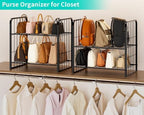 HapiRm Adjustable Purse Organizer for Closet - Purse Rack with Stackable & Separable Design, Large Capacity 4 Tier Handbag Organizer for Various of bags, Space-Saving bag rack for Home - Image 2