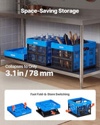 VEVOR Plastic Collapsible Storage Bins, 25L 3 Packs, Stackable Folding Storage Crates with Handles, Holds 22 lbs Per Bin, Foldable Heavy Duty Containers, Space-Saving Baskets, for Home Organizing - Image 4
