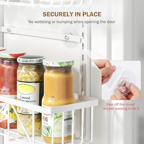 Delamu White Narrow 6-Tier Over the Door Pantry Organizer, Adjustable Metal Hanging Spice Rack, Cabinet Door Organizer for Kitchen, Bathroom, Laundry Room, 12.5 - Image 4