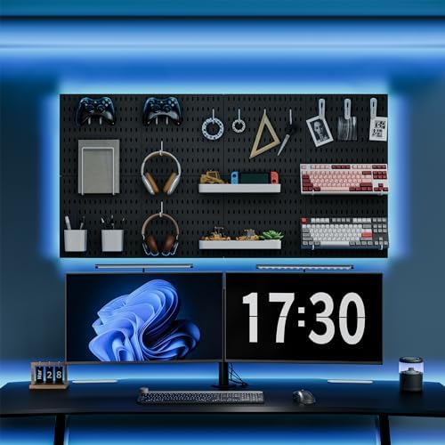 MULSAME Pegboard Combination Kit, 25.2" x 50.4" Wall Mounted Storage Set with 8 Pegboards & 40 Accessories Hanging, Peg Boards Organizer - Image 2