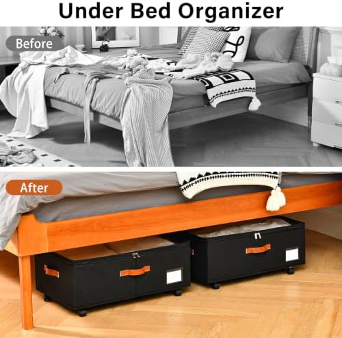 Freebat Under Bed Storage with Wheels 2 Pack, Underbed Container - Image 6