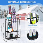 Ski Rack for Garage,Freestanding Snowboard Rack for Ski,Snowboard, Ski Boot,Poles, Goggles, Helmet and More, Heavy Duty Steel Floor Stand Ski Organizer for Garage Basement - Image 2