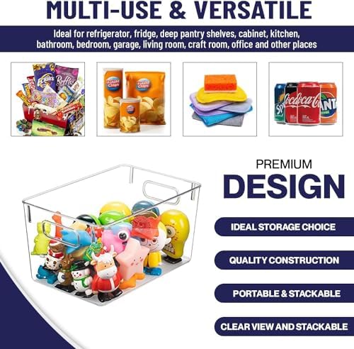 Clear Plastic Storage Bins, Pantry Organizers and Storage Containers Fridge Organizer Bins for Organizing Kitchen Cabinet Organizer Bin Bathroom Freezer Refrigerator Organization - Image 4