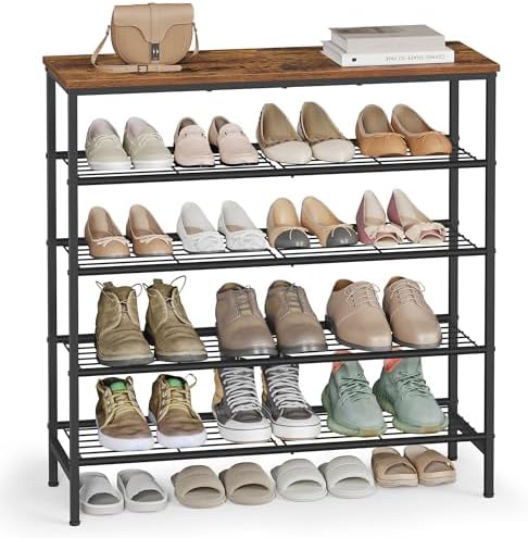 VASAGLE Shoe Rack, 5 Tiers, 18-24 Pairs, Metal Organizer Shelf by Unknown