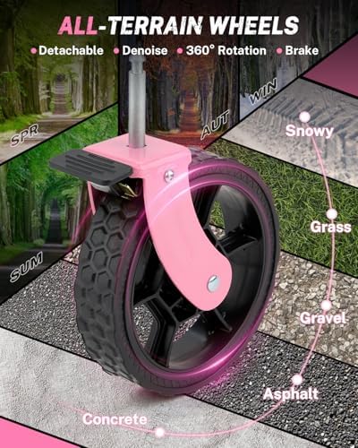 Gonex 38" L Collapsible Wagon Cart Foldable, 220L Folding Utility Cart Pink - Image 6