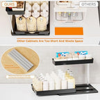 Yieach 2 Pack 10.8″ High Pull Out Under Sink Organizer,14.5″ Deep 2 Tier Slide Out Cabinet Organizer for Kitchen Cabinet,Undersink Organizers,Under Sink Shelves,Bathroom Organizers and Storage,Black - Image 6