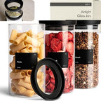 KIVY Airtight Glass Jars with transparent Lids & Labels 3x 40oz - Stackable by KIVY