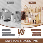 Akinbas 2 Tier Bathroom Organizer Countertop Makeup Perfume Tray Skincare Organizer for Bathroom Dresser Vanity (Gold) - Image 5