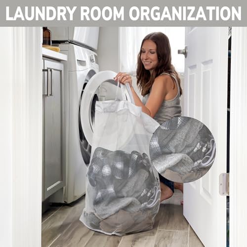 Goodpick Laundry Basket with Wheels, 75L Laundry Hamper with Wheels, Large Laundry Basket with Removable Wash Bag, Clothes Hamper for Laundry, Blue&White - Image 5