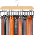 Belt Organizer with 14 Hooks, Sturdy Wood Belts Rack Closet Accessories by RESOVO