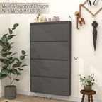 GREATMEET Slim Wall Mounted Metal Storage Cabinet with 4 Flip Drawers - Image 2