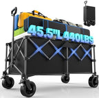 45.5" L Kitsure Collapsible Wagon with Wheels, 440LBS Heavy Duty Cart by Kitsure