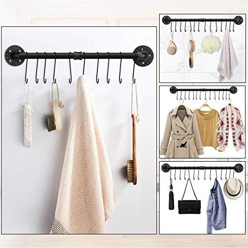 Toplife 23.7 inch Pot Rack, Kitchen Wall Mounted Detachable Pan Lid Utensils Organizer Hanging Rail with 10 Hooks, Black - Image 5