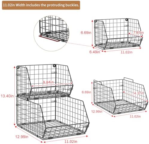 2-Tier Potato and Onion Storage Bin, Stackable Wire Baskets for Countertop - Image 4