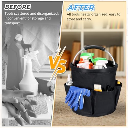 17L Cleaning Caddy with Handle & 6 Pockets, Foldable Cleaning Supply - Image 5