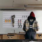 NeatiEase 2 x 4ft Slatwall Panel Wall Storage Systems, Slat Wall Paneling Garage Wall Organizer, Heavy Duty Wall Mounted PVC Wall Rack (Gray) - Image 5