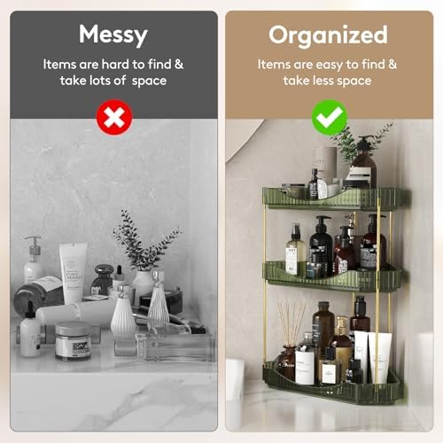 Lifewit 3 Tier Corner Bathroom Counter Organizers and Storage, Green - Image 4