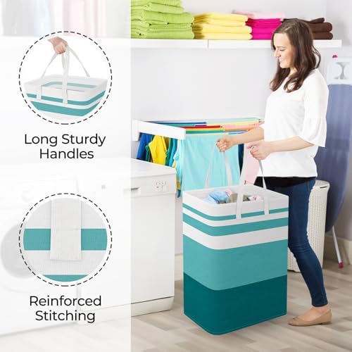 StorageRight Laundry Basket Hamper, 75L Collapsible Clothes Storage, Green - Image 4