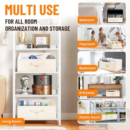 Criusia Closet Organizers Bins 6 Pack - Large Closet Shelf Organizer with Handles - Fabric Trapezoid Home Organization and Storage Baskets for Organizing Clothes Toy Blanket Towel Purse Hats - Image 6