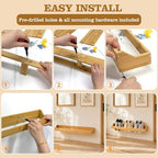Wooden Shoe Rack Storage Organizer Floating Shoe Shelves Holds 3 Pairs - Image 5
