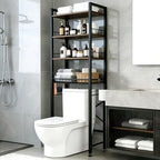 4-Tier Bathroom Organizer Shelf Over The Toilet Storage Cabinet with Feet Pad Over The Toilet Storage Rack with Adjustable Shelf and Basket Bathroom Shelves Above Toilet Bathroom Shelves - Image 6