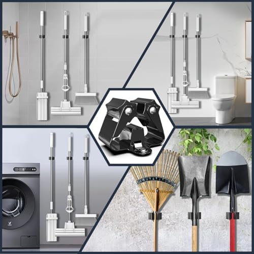 3-H Broom Holder Wall Mount 50 Pack, Stainless Steel Mop Hanger with Screws - Image 3