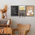 MyGift 3 Panel Gray Solid Wood Bulletin Board Set Chalkboard Cork Board - Image 3