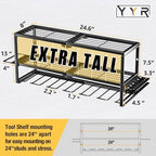 YYR Heavy Duty Power Tool Organizer Wall Mount, Cordless Drill Hanger Storage Rack, Battery Tools Holder with Charging Station Shelf for Garage Organization, Workshop, Pegboard, Shed - 24 Inch 6 Slots - Image 2