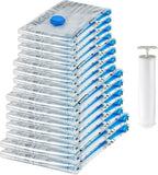 Amazon Basics Vacuum Storage Bags for Clothes, Compression Space Saving Storage Bags with Hand Pump, Reusable, Heavy-Duty Seal Protection, Multiple Sizes, White, 15-Pack by AmazonBasics