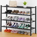 Smiry Bamboo Shoe Rack, 16 Vertical Slats, 4 Tier - 33.7" Wide, Black by Smiry