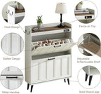 ChooChoo Shoe Storage Cabinet with 2 Flip Drawers for Entryway - Image 5