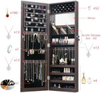 Full Length Mirror Jewelry Cabinet Organizer for Makeup and Jewelry, Lockable Door Wall-Mounted Jewelry Armoire with Shelves and Behind-the-Door Storage Rustic Brown - Image 3