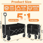 Wagons Carts Foldable,360lbs Collapsible Wagon with Wheels, Foldable Wagon - Image 2