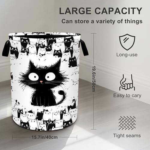 Cat Laundry Basket Storage Bin Foldable Laundry Hamper Clothes Storage Bucket Organizer 19.6x15.7 Inch For Laundry Room/Bedroom/Bathroom - Image 4