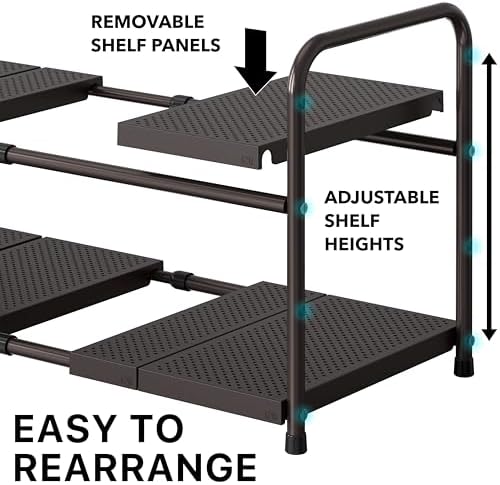 Simple Houseware Under Sink 2-Tier Heavy Duty Expandable Organizer, Bronze - Image 4