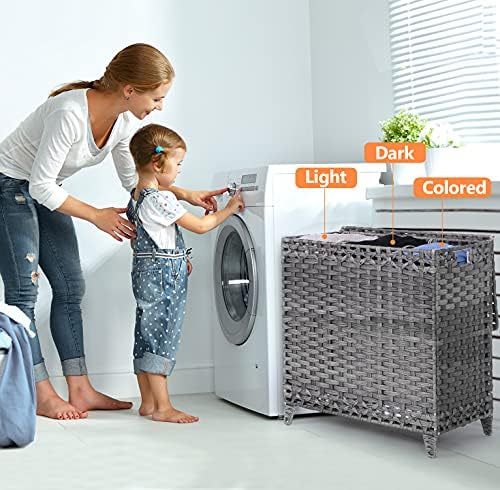 Laundry Hamper with 3 Removable Liner Bags, 132L Laundry Sorter with Lid - Image 2