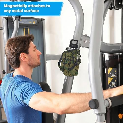 icolor Magnetic Gym Bag Water Bottle Carrier Holder with Phone Pockets & Shoulder Strap,Gym Magnetic Bag 5 Built-in Magnets Gym Accessories Organizer Sling Bottle Bag Pouch Sleeve - Image 5