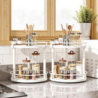YATINEY Spice Rack, Set of 2 Lazy Susan Organizer, 2-Tier Turntable Organizer For Cabinet, Compact and Versatile, for Kitchen Countertop, White SR22L2WW - Image 2