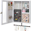 Keebofly Wall Mounted Rustic Wood Jewelry Organizer Cabinet - White by Keebofly